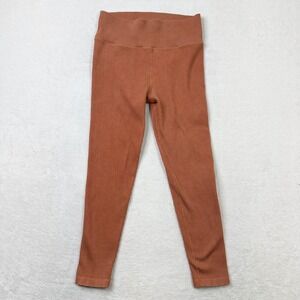 OFFLINE by Aerie Leggings Womens Medium Orange Ribbed High‎ Waisted 7/8